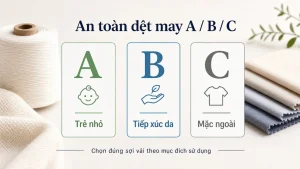 Phân loại an toàn dệt may A B C cho sợi vải và sản phẩm tiếp xúc da