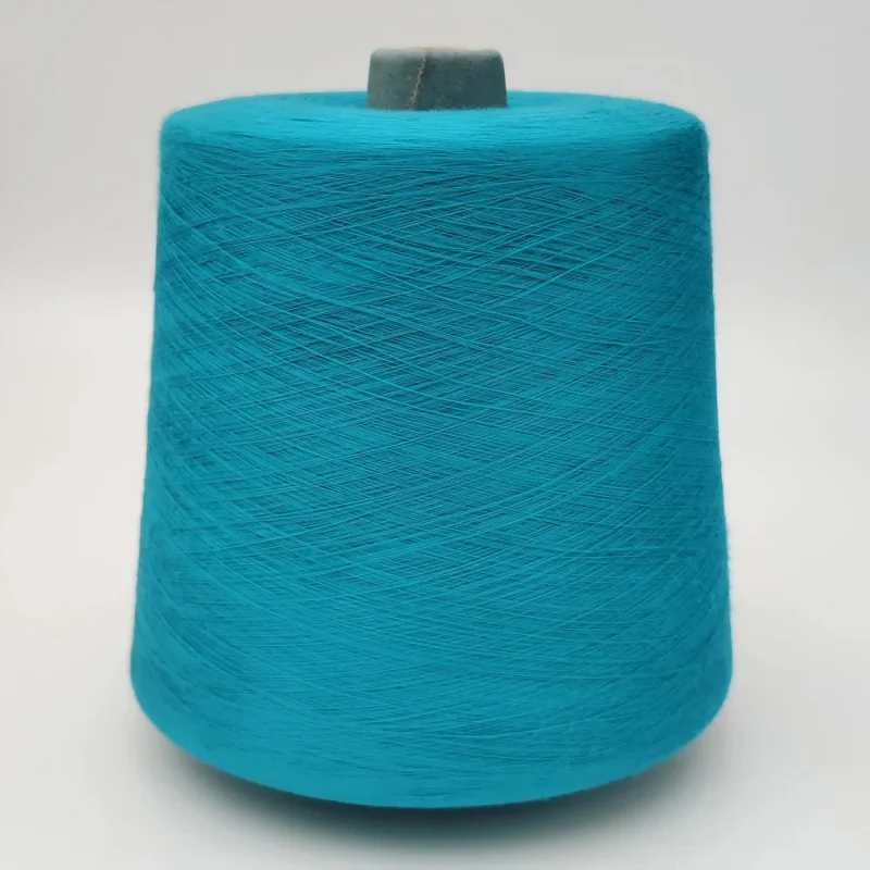 Sợi Bamboo 100% Màu Xanh Teal Cao Cấp Cuộn sợi Bamboo 100% màu xanh teal chuyên dụng cho máy dệt vớ công nghiệp.