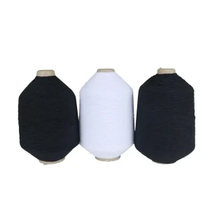Sợi cao su latex bọc kép polyester đen trắng Sợi cao su latex bọc kép polyester màu đen và trắng