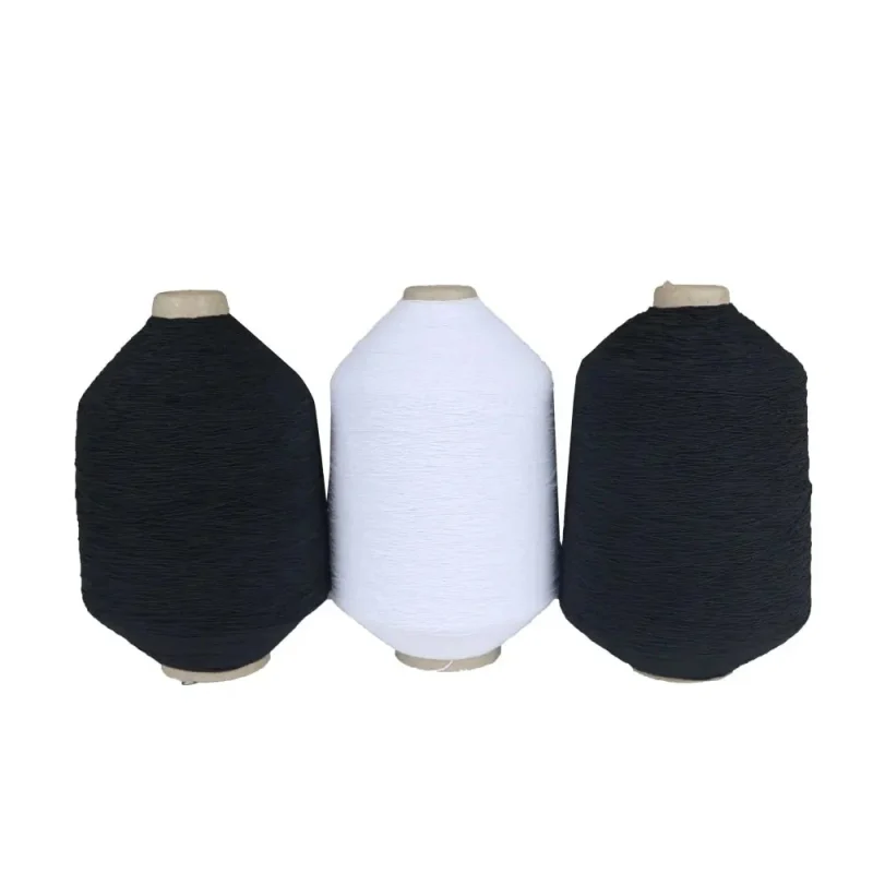 Sợi cao su latex bọc kép polyester đen trắng Sợi cao su latex bọc kép polyester màu đen và trắng