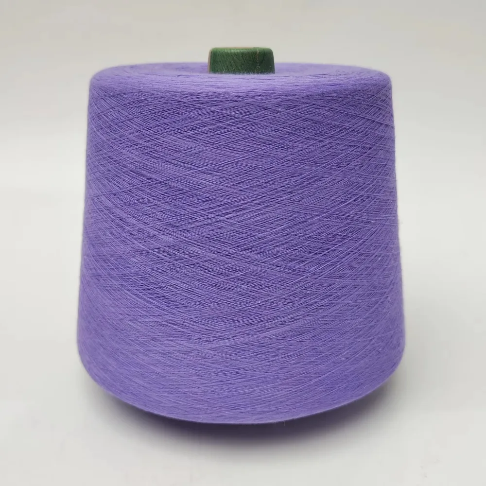 Ống sợi cotton 100% nhuộm màu tím dạng cone cho dệt kim