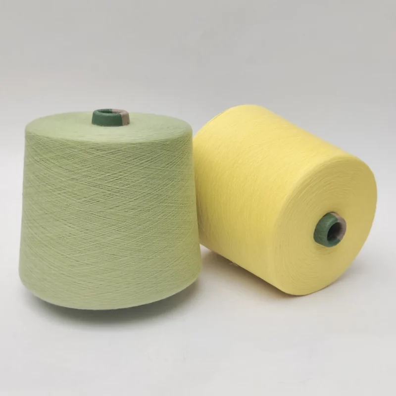 Sợi cotton 100% nhuộm màu xanh nhạt và vàng Sợi cotton 100% nhuộm màu xanh nhạt và vàng dạng cone dệt tất