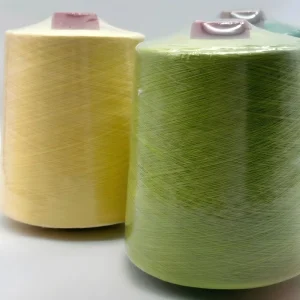 Ống sợi cotton chải kỹ Ne 32/1 hoàn thiện Sợi cotton chải kỹ Ne 32/1 nhuộm ống màu vàng và màu xanh lá cây