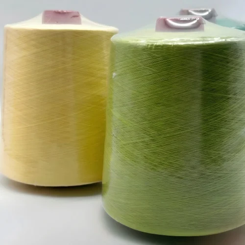 Sợi cotton chải kỹ Ne 32/1 nhuộm ống màu vàng và màu xanh lá cây