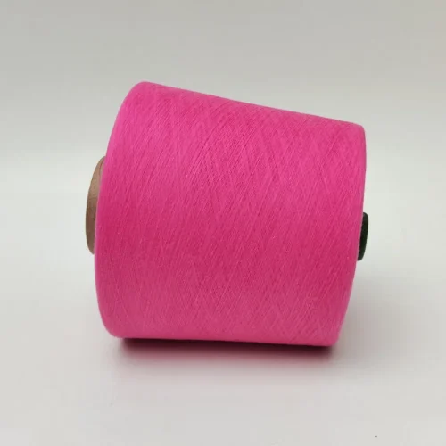 Ống sợi cotton bóng mercerized màu hồng hoàn thiện tại nhà máy Sợi cotton mercerized nhuộm màu hồng cánh sen cho xưởng dệt tất công nghiệp