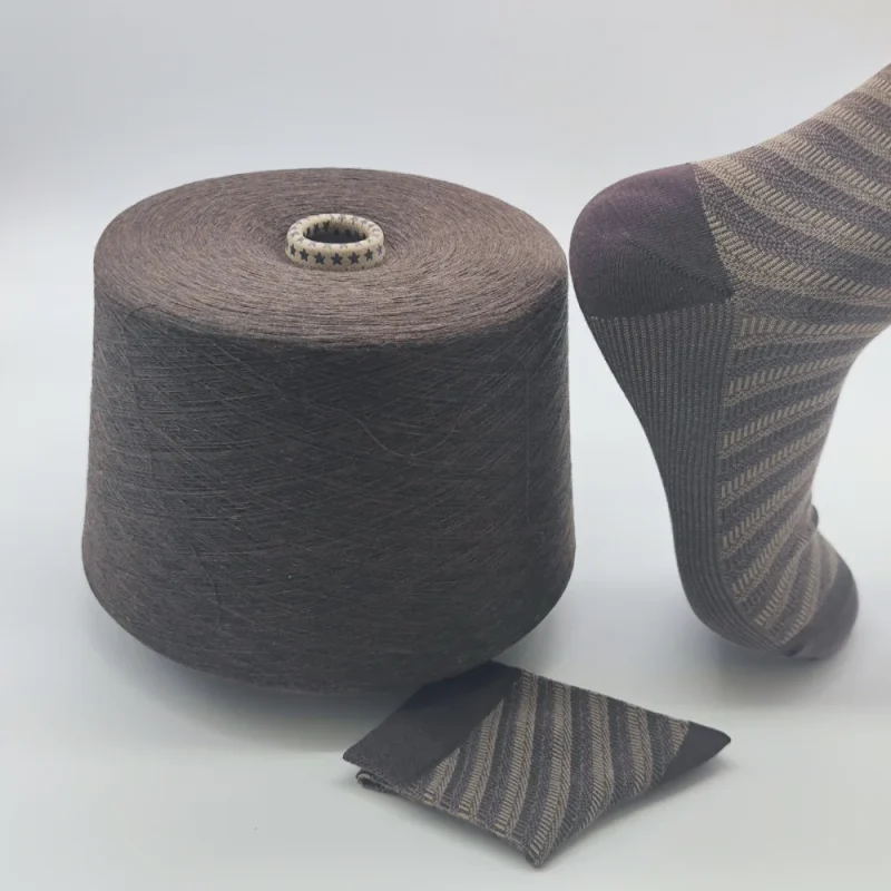 Sợi melange cotton cho dệt tất Sợi melange cotton dùng cho dệt tất và mẫu vải thành phẩm