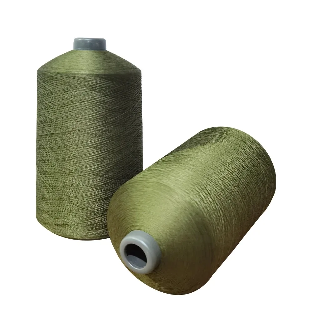 Sợi polyester DTY 300D/96F màu xanh olive co giãn cao