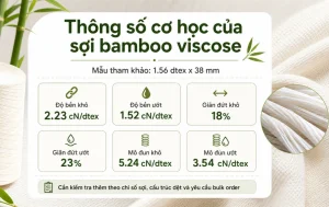 Thông số cơ học của sợi bamboo viscose 1.56 dtex x 38 mm