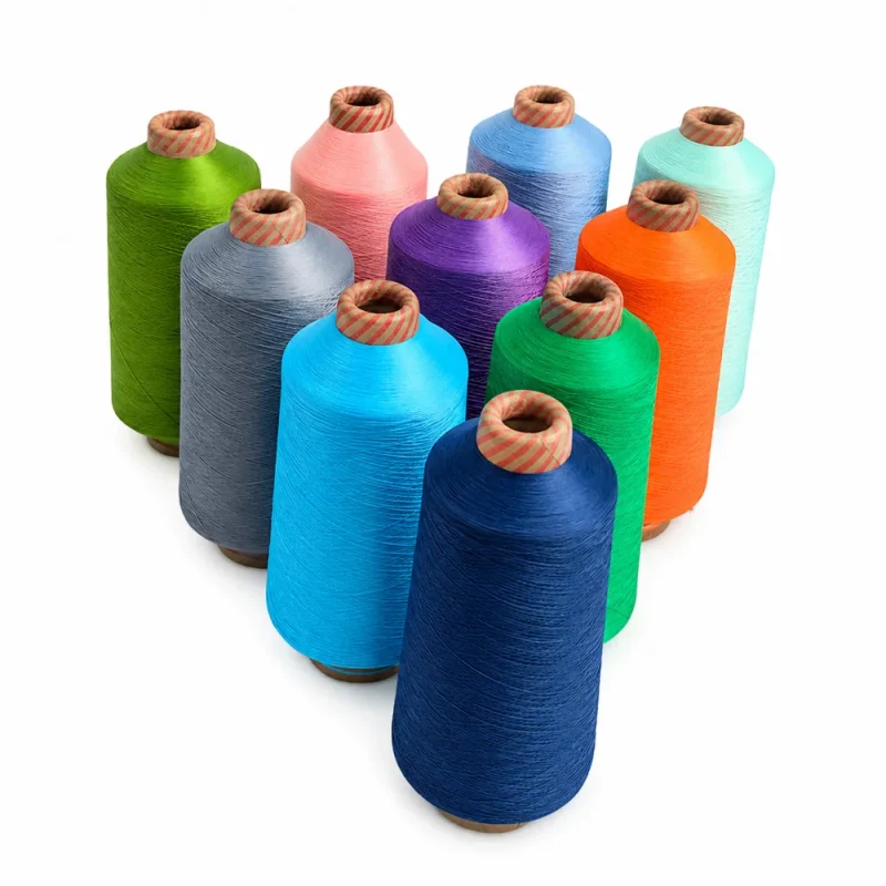 Nhieu lua chon mau soi DTY polyester dope dyed 75D/36F/2 Nhieu mau soi DTY polyester dope dyed 75D/36F/2 cho socks va flat knitting