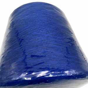 Cuộn sợi cotton mercerized nhìn từ trên Góc nhìn trên của cuộn sợi cotton mercerized màu xanh có màng bọc