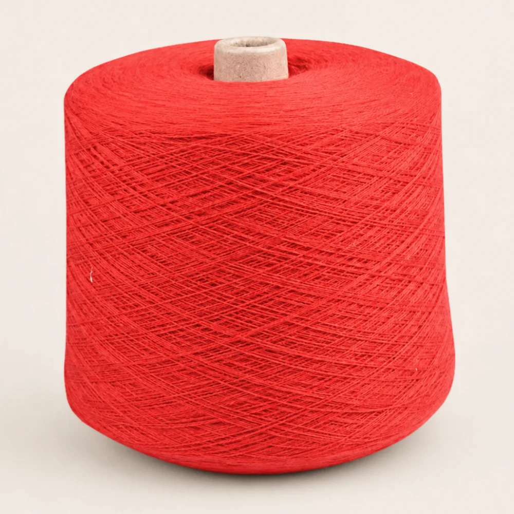 Sợi len Merino 100% 28Nm/2 màu đỏ dạng cone