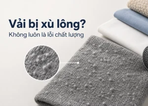 Vải dệt kim màu xám bị xù lông với phần phóng đại bề mặt sợi