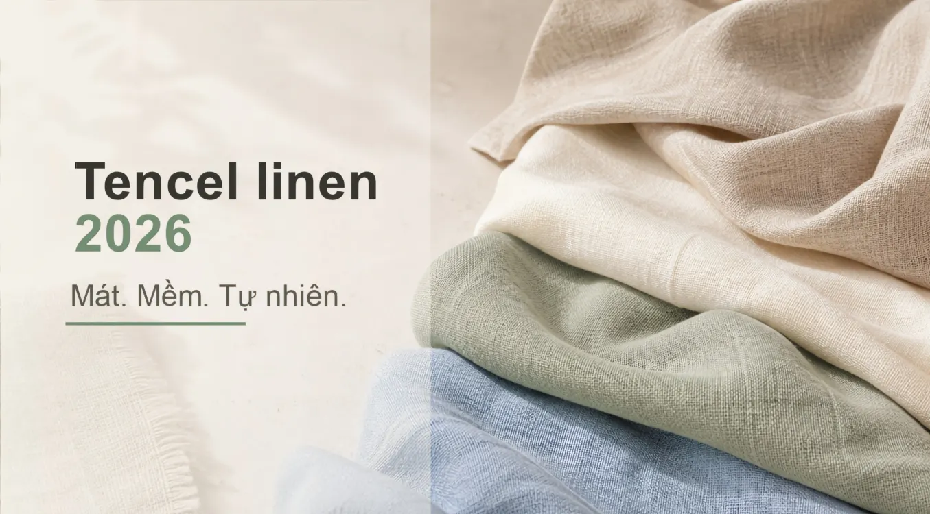 Vải Tencel linen 2026 màu tự nhiên, mềm và mát cho thời trang Xuân Hè