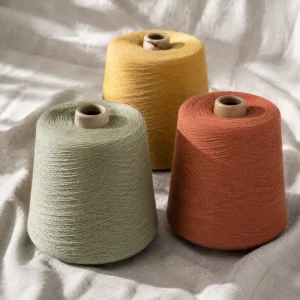 Bộ màu sợi cotton mercerized 100% cotton Các côn sợi cotton mercerized 100% cotton màu trắng, xanh lá, tím và xanh dương
