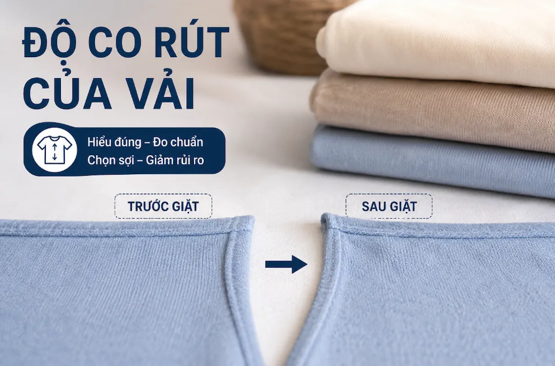 So sánh độ co rút của vải dệt kim trước và sau giặt