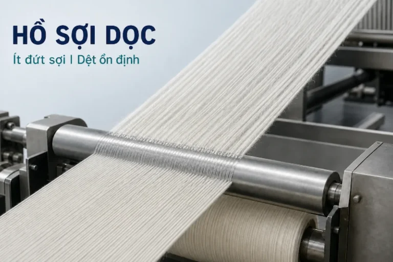 Quá trình hồ sợi dọc giúp giảm lông sợi, hạn chế đứt sợi và duy trì dệt ổn định