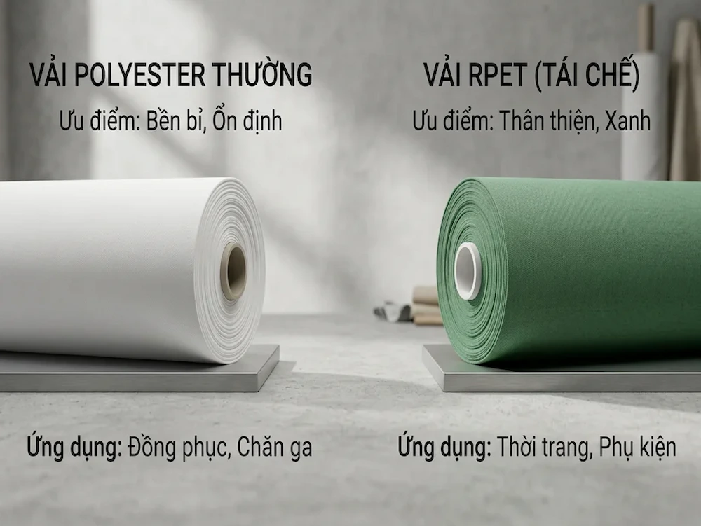 Vải polyester thường và vải RPET tái chế trong ngành dệt may