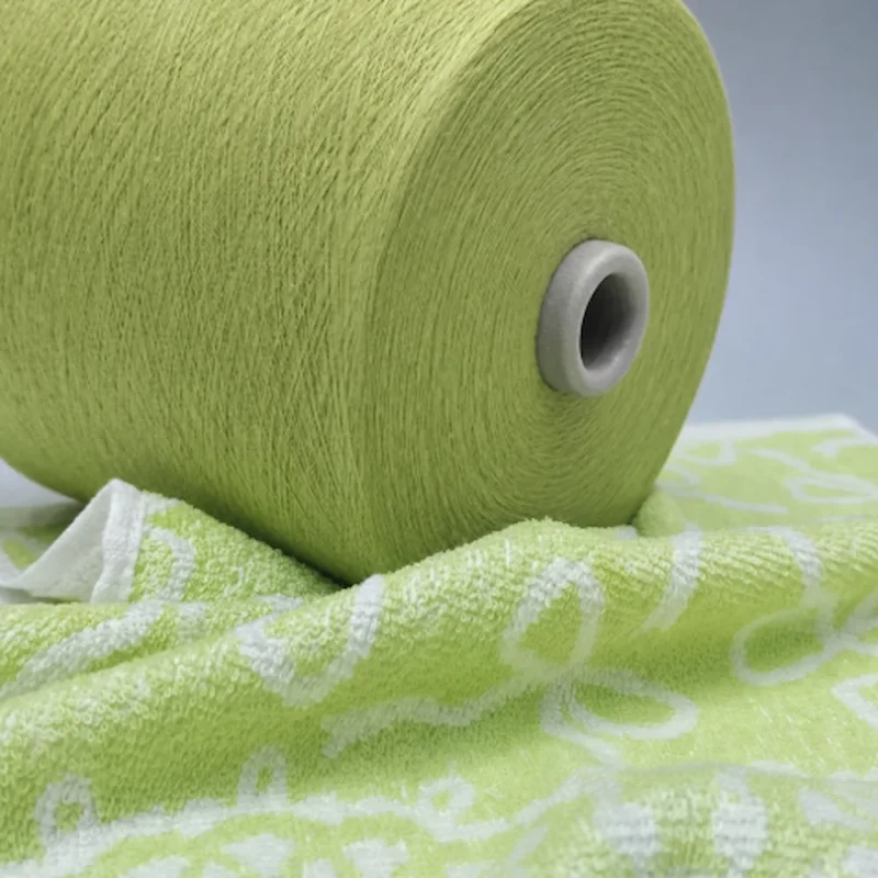 Sợi cotton BCI chải kỹ màu xanh dùng cho dệt khăn