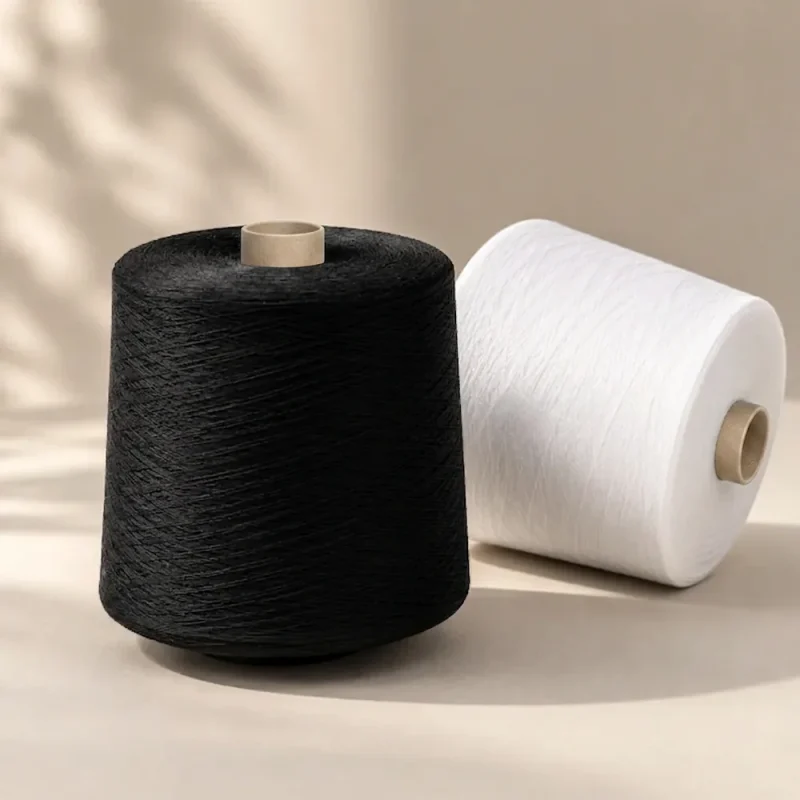 Sợi cotton Ne 8S1 màu đen và trắng (1) Hai ống sợi cotton 100% Ne 8S/1 nhuộm màu đen và trắng