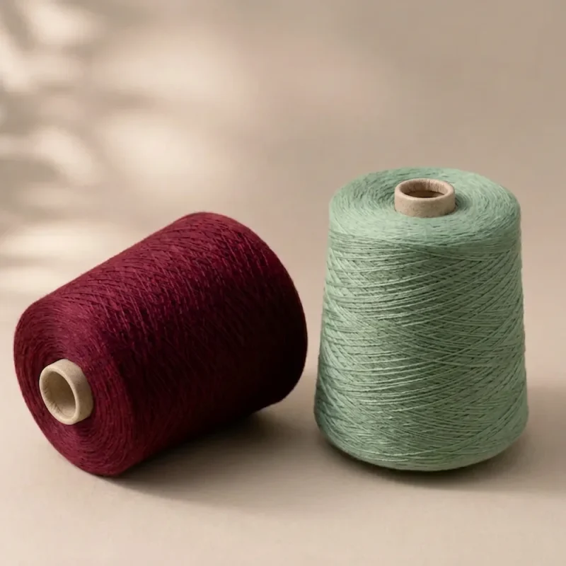 Sợi cotton Ne 8S1 màu đỏ rượu vang và xanh bạc hà Hai ống sợi cotton 100% Ne 8S/1 màu đỏ rượu vang và xanh bạc hà