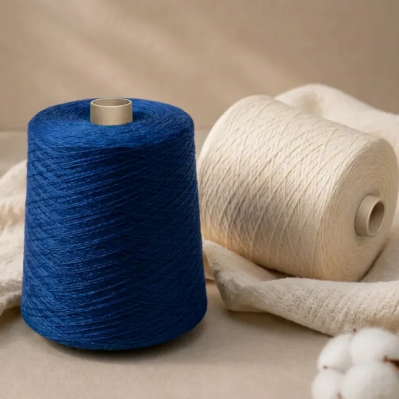 Sợi cotton Ne 8S1 màu xanh lam và trắng kem Hai ống sợi cotton 100% Ne 8S/1 màu xanh lam và trắng kem
