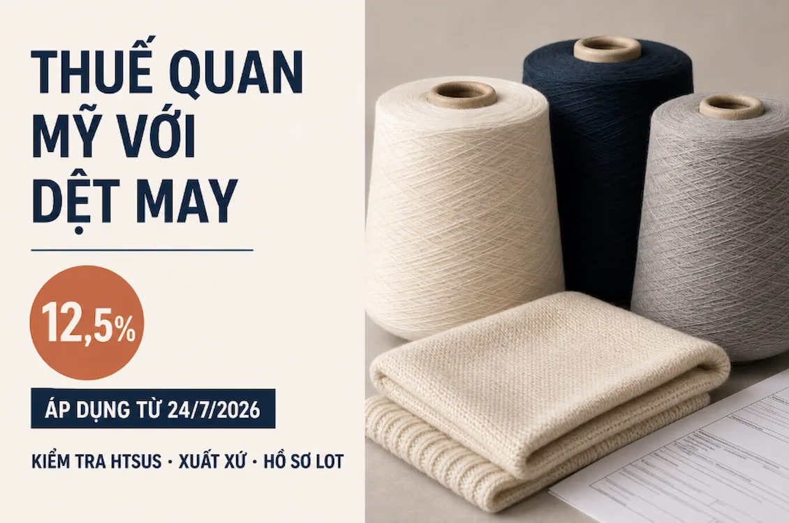 Thuế quan Mỹ đối với dệt may áp dụng mức 12,5% từ ngày 24/7/2026