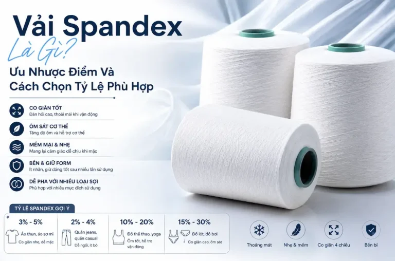 Vải spandex với cuộn sợi trắng, co giãn tốt và giữ form cho quần áo