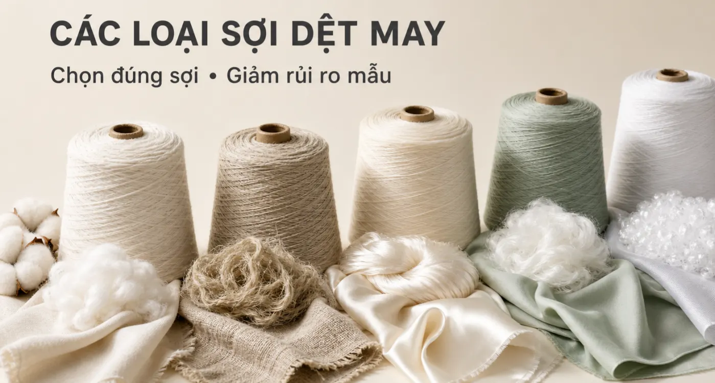 Các loại sợi dệt may gồm cotton, linen, lụa, lyocell và polyester