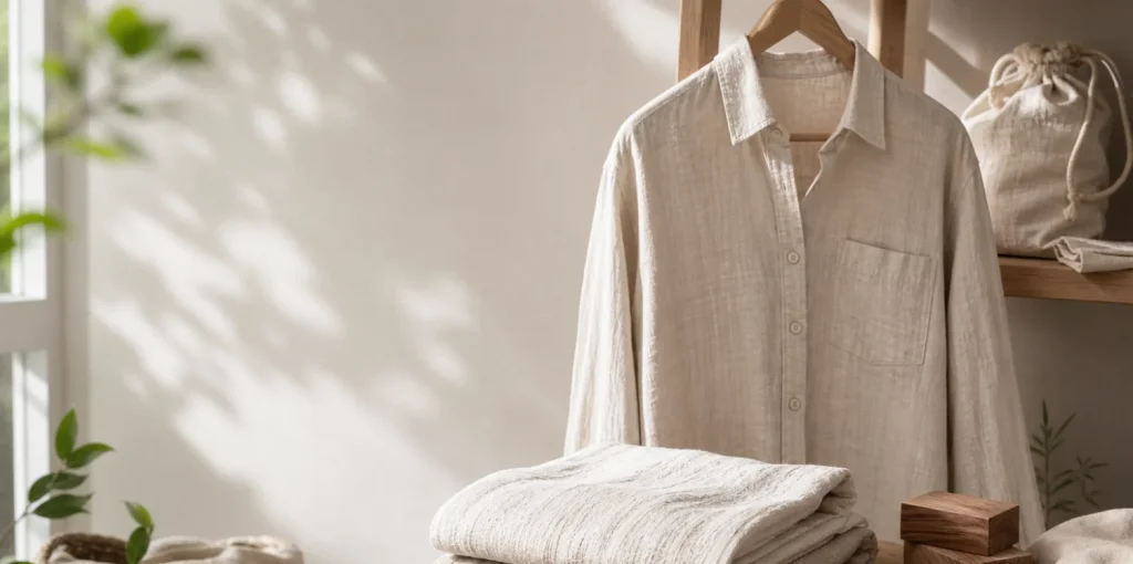 Cách bảo quản vải linen với áo linen treo thoáng và vải gấp gọn