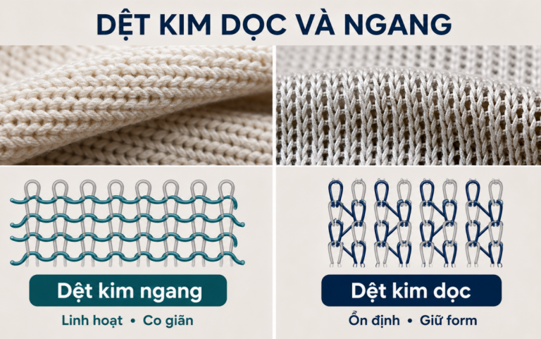 So sánh cấu trúc dệt kim ngang và dệt kim dọc