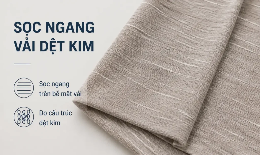 Sọc ngang trên bề mặt vải dệt kim co giãn