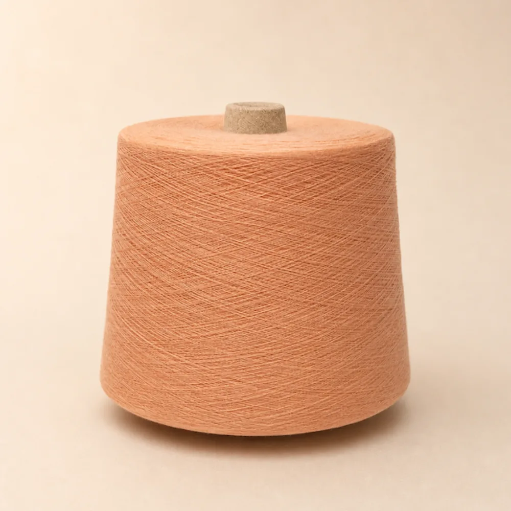 Cuộn sợi cotton BCI nhuộm màu cam đào dùng cho dệt tất