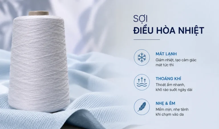 Sợi điều hòa nhiệt dùng cho vải dệt kim, hỗ trợ cân bằng nhiệt và tạo cảm giác dễ chịu khi mặc