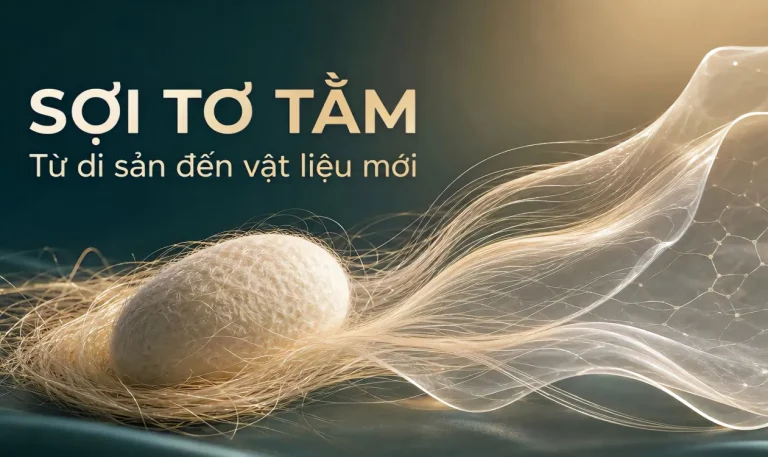 Kén tằm và sợi fibroin minh họa hành trình từ di sản lụa đến vật liệu mới