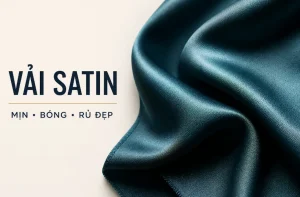 Vải satin màu xanh teal có bề mặt mịn, bóng và nếp rủ tự nhiên