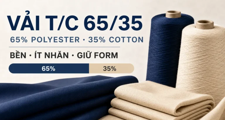 Vải T/C 65/35 gồm 65% polyester và 35% cotton, bền và giữ form