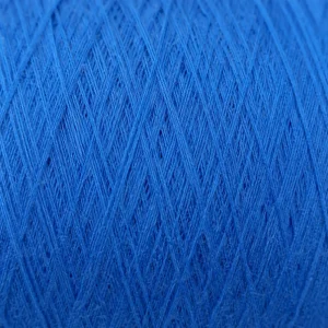 Cận cảnh bề mặt sợi cotton màu xanh lam Cận cảnh cấu trúc sợi cotton màu xanh lam dùng cho dệt kim