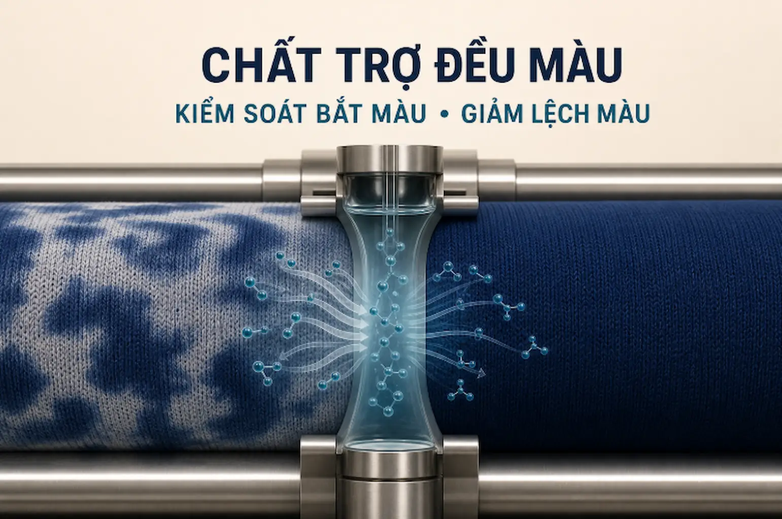 Chất trợ đều màu kiểm soát tốc độ bắt màu và giảm lệch màu trên vải dệt kim