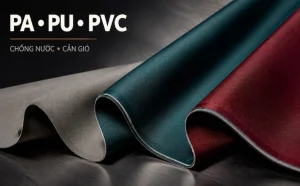 Ba mẫu vải có lớp phủ PA, PU và PVC dùng để chống nước và cản gió