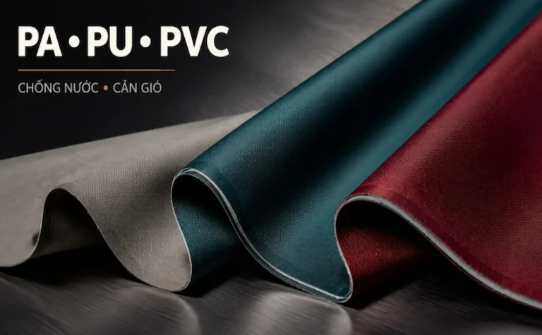 Ba mẫu vải có lớp phủ PA, PU và PVC dùng để chống nước và cản gió