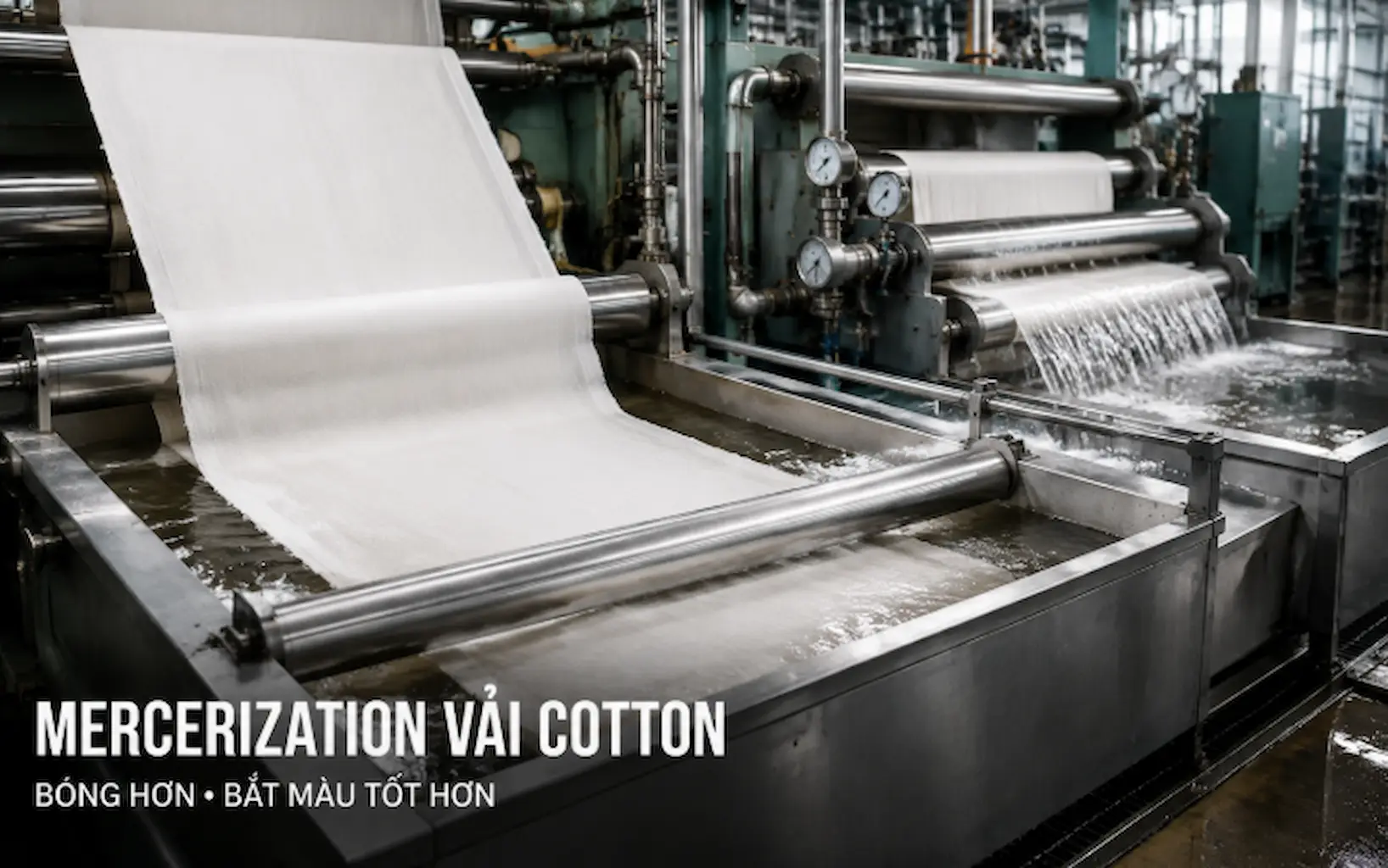 Mercerization vải cotton dưới sức căng giúp bề mặt bóng hơn và bắt màu tốt hơn