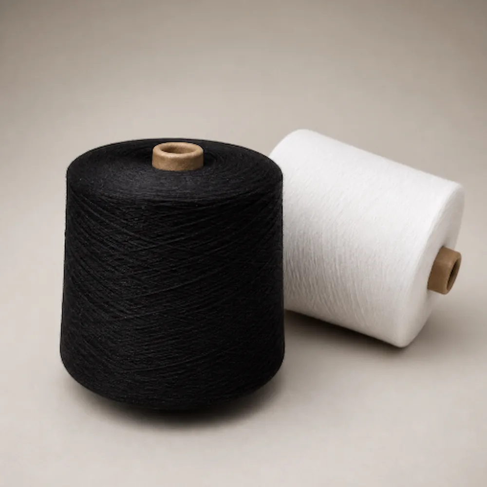 Sợi cotton BCI 40s màu đen và trắng, dùng cho nhà máy dệt tất cotton
