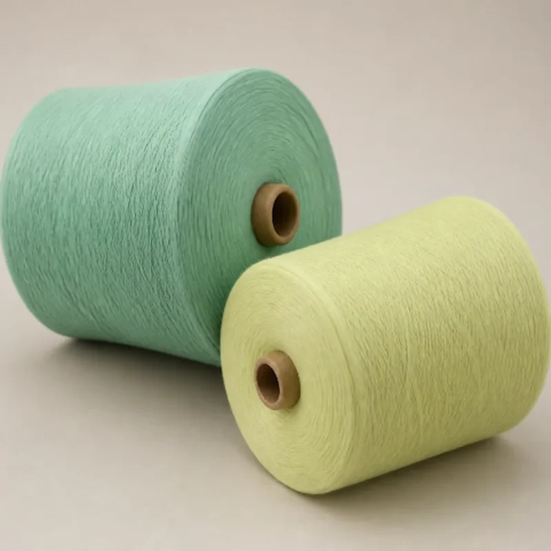 Sợi cotton Ne 321 và 241 màu xanh bạc hà và vàng nhạt Hai cone sợi cotton Ne 32/1 và 24/1 màu xanh bạc hà và vàng nhạt cho dệt kim, dệt thoi