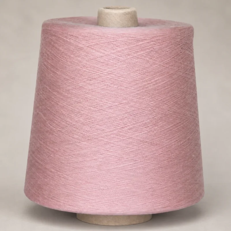 Cone sợi cotton mercerized 80S màu hồng nhạt, chi số Ne 80/2