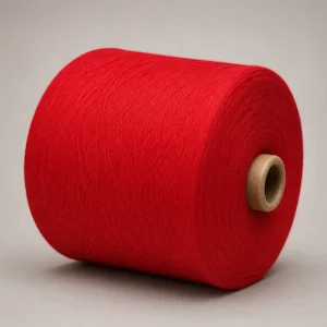 Sợi cotton nhuộm màu đỏ dạng cone Cone sợi cotton nhuộm màu đỏ đặt nằm ngang