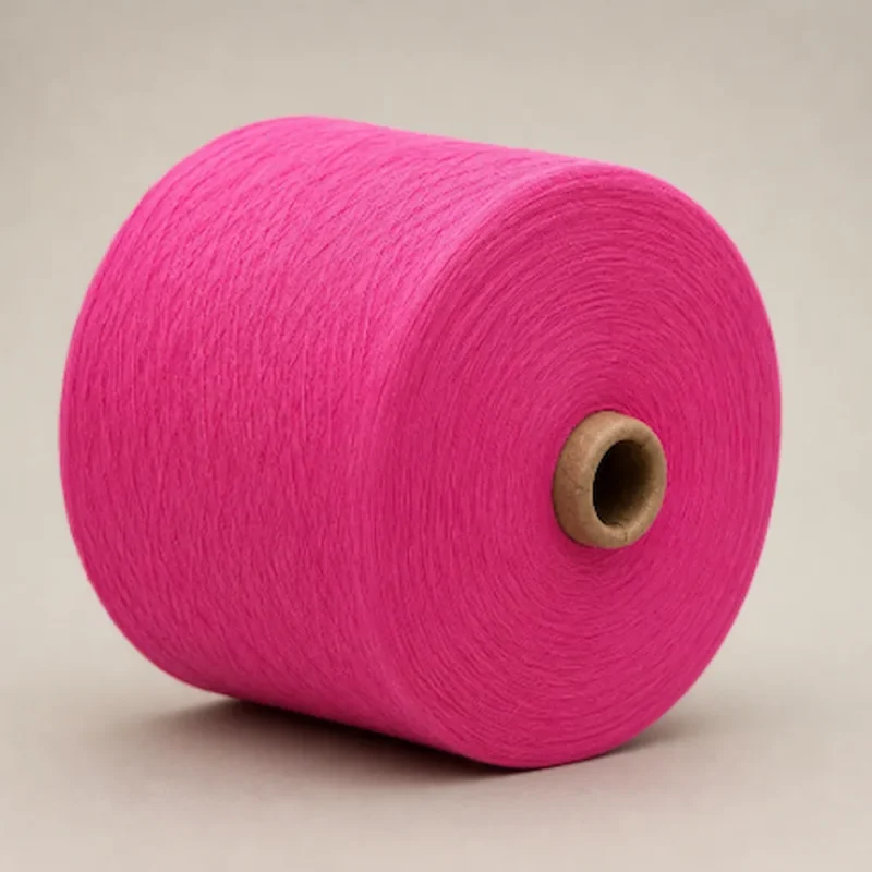 Sợi cotton nhuộm màu hồng dạng cone Cone sợi cotton nhuộm màu hồng đặt nằm ngang