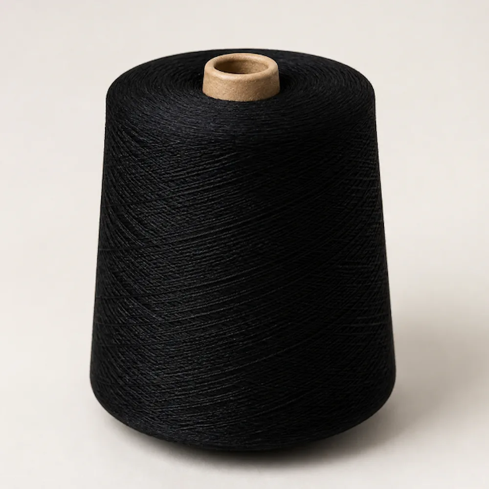 Cone sợi cotton chải kỹ xe đôi màu đen cho máy dệt kim phẳng
