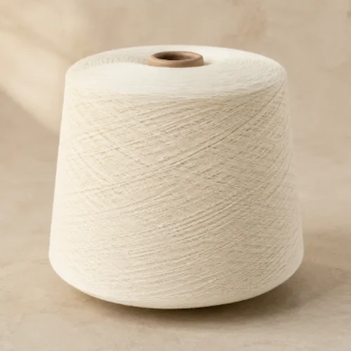 Cone sợi cotton nhuộm màu trắng ngà quấn trên lõi giấy