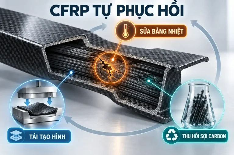 CFRP tự phục hồi bằng nhiệt, tái tạo hình và thu hồi sợi carbon