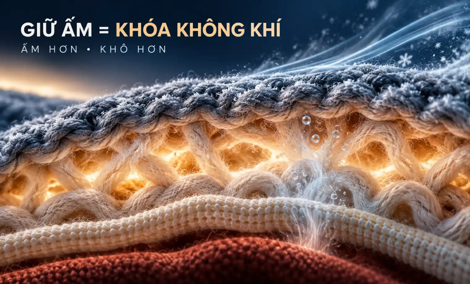 Vải dệt kim giữ ấm nhờ cấu trúc xốp khóa không khí